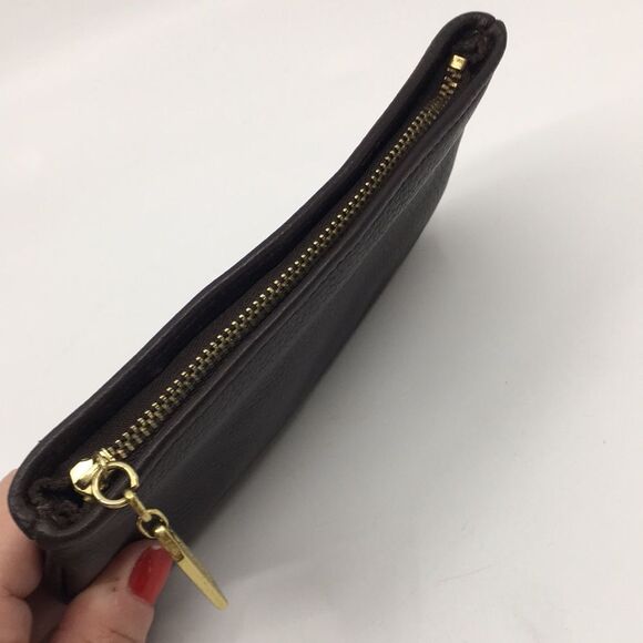 Vintage Chocolate Brown Leather Coach Sonoma Cosmetic Pouch Natural Grain #4973 - Picture 10 of 16